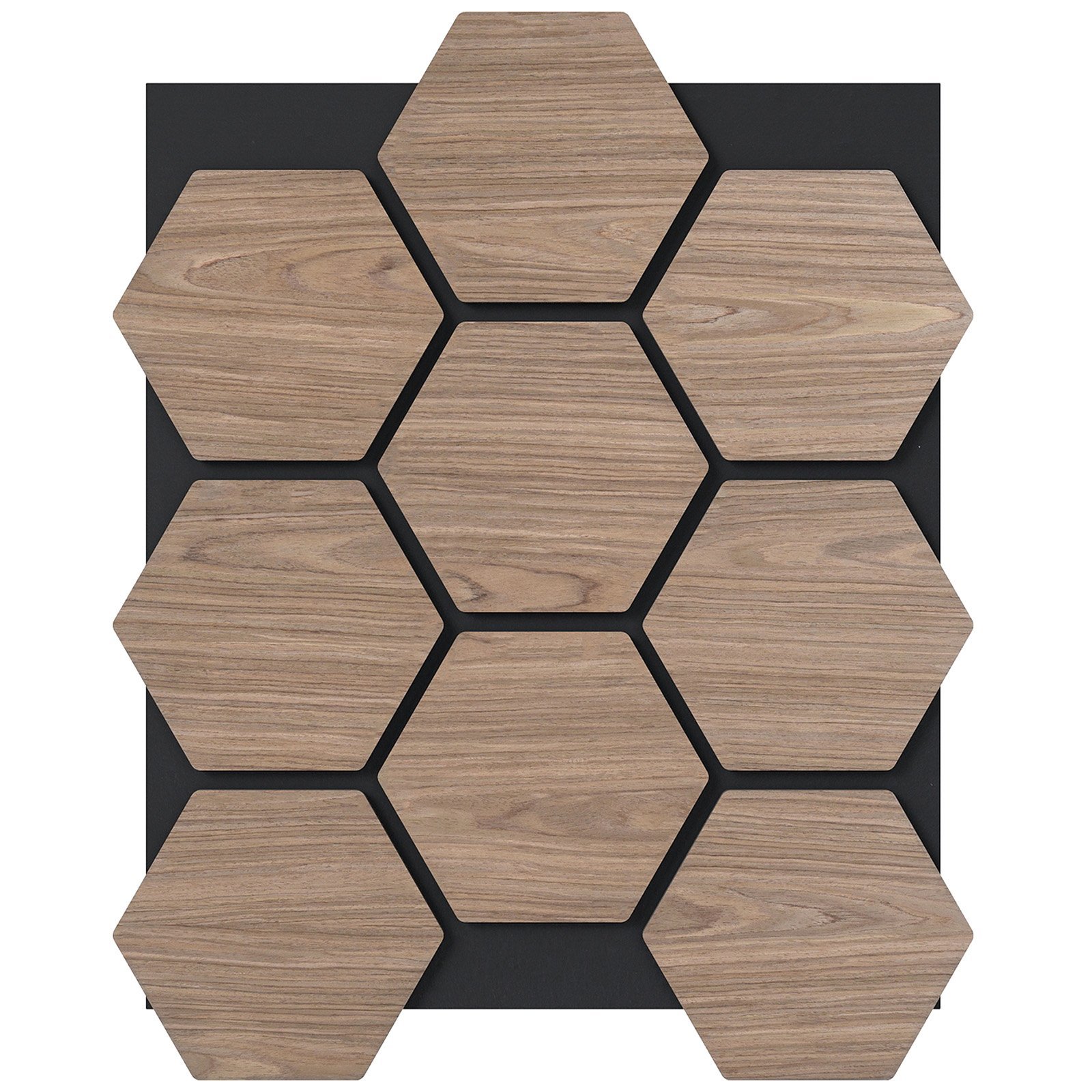 Akustinės sienų plokštės su šešiakampėmis medžio detalėmis 81 x 66 cm 4 vnt (Natūrali)