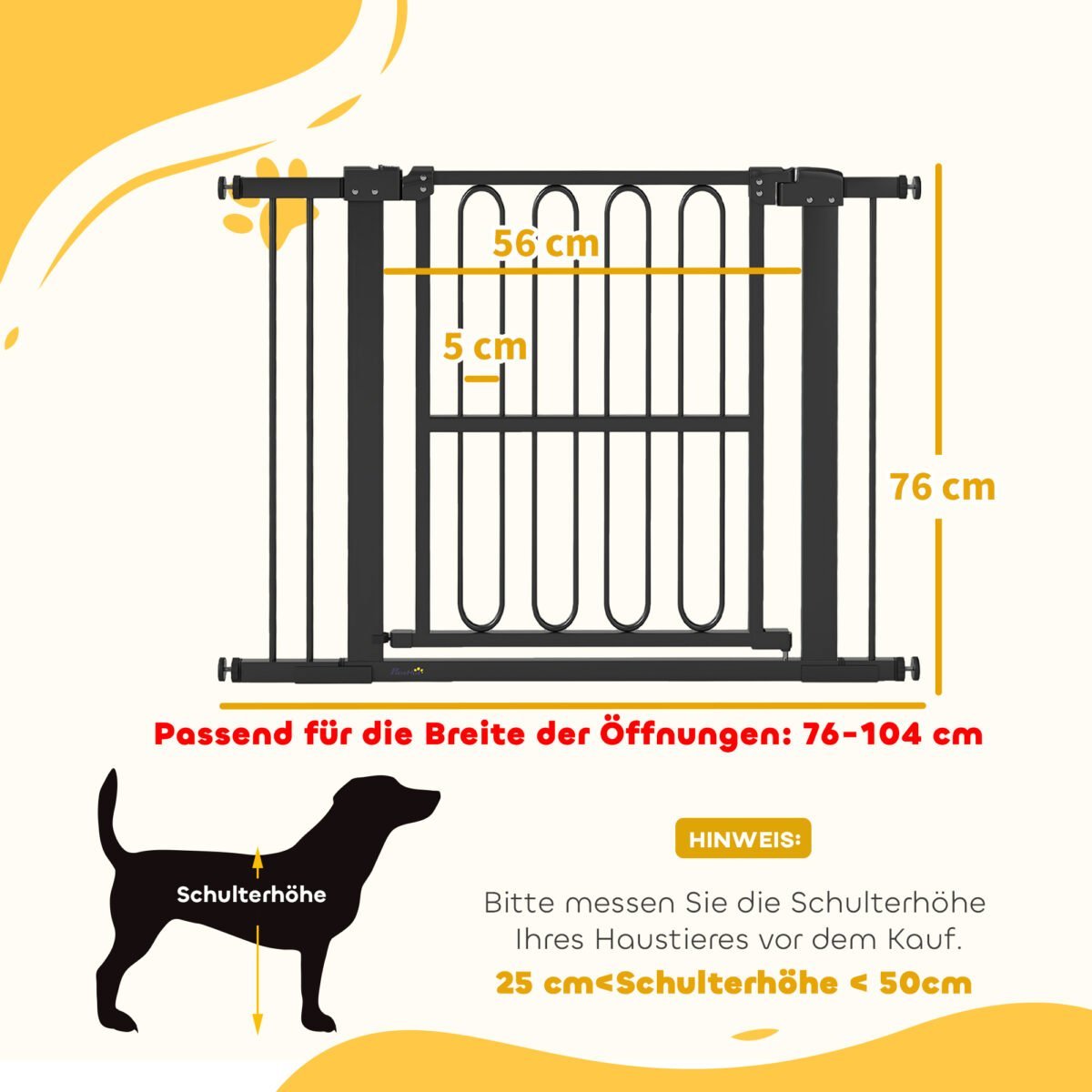 Apsauginiai varteliai šunims, reguliuojamo pločio 76-104 cm, montuojami be gręžimo – Paveikslėlis 3