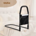 Apsauginis lovos turėklas su LED jutikline šviesa ir kišenėle (Juoda) – Paveikslėlis 2