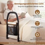 Apsauginis lovos turėklas su LED jutikline šviesa ir kišenėle (Juoda) – Paveikslėlis 3