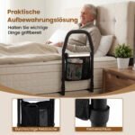 Apsauginis lovos turėklas su LED jutikline šviesa ir kišenėle (Juoda) – Paveikslėlis 4