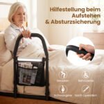 Apsauginis lovos turėklas su LED jutikline šviesa ir kišenėle (Juoda) – Paveikslėlis 5