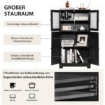 Aukšta spintelė su stiklinėmis durelėmis ir reguliuojama lentyna (Juoda) – Paveikslėlis 4