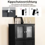 Aukšta spintelė su stiklinėmis durelėmis ir reguliuojama lentyna (Juoda) – Paveikslėlis 5