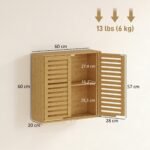 Bambukinė pakabinama vonios spintelė su žaliuzinėmis durelėmis – Paveikslėlis 3