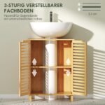 Bambukinė spintelė po praustuvu su lamelinėmis durelėmis ir reguliuojamomis lentynomis – Paveikslėlis 6