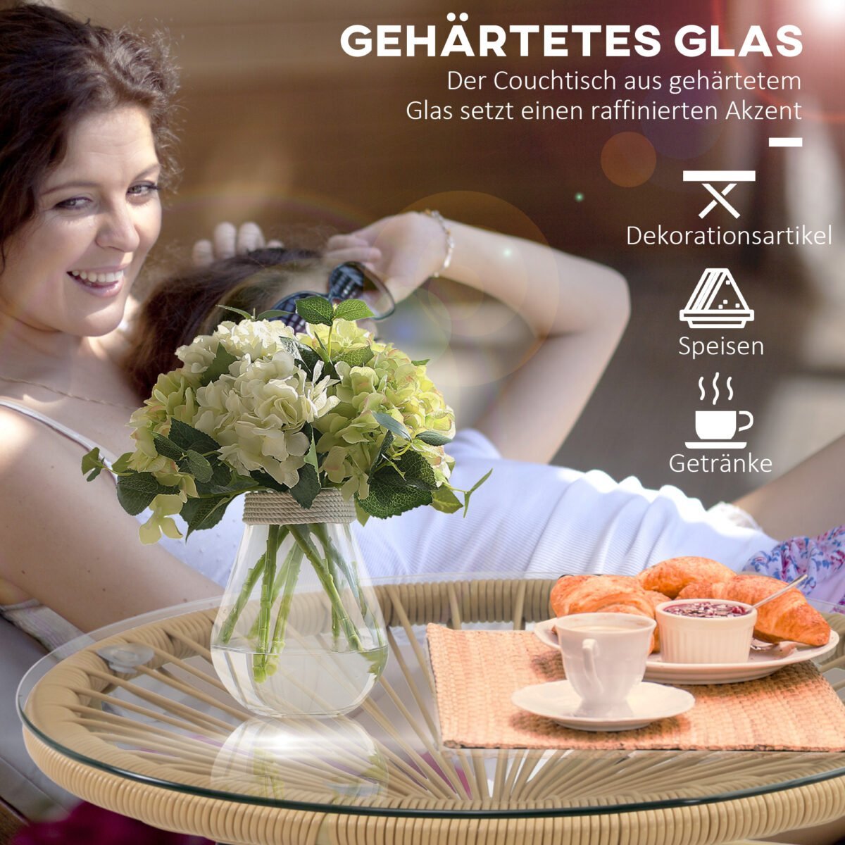 Boho stiliaus lauko šoninis PE ratano staliukas – Paveikslėlis 4