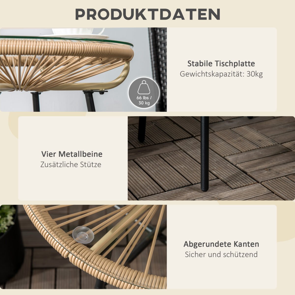 Boho stiliaus lauko šoninis PE ratano staliukas – Paveikslėlis 6