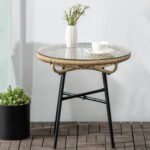 Boho stiliaus lauko šoninis PE ratano staliukas – Paveikslėlis 7