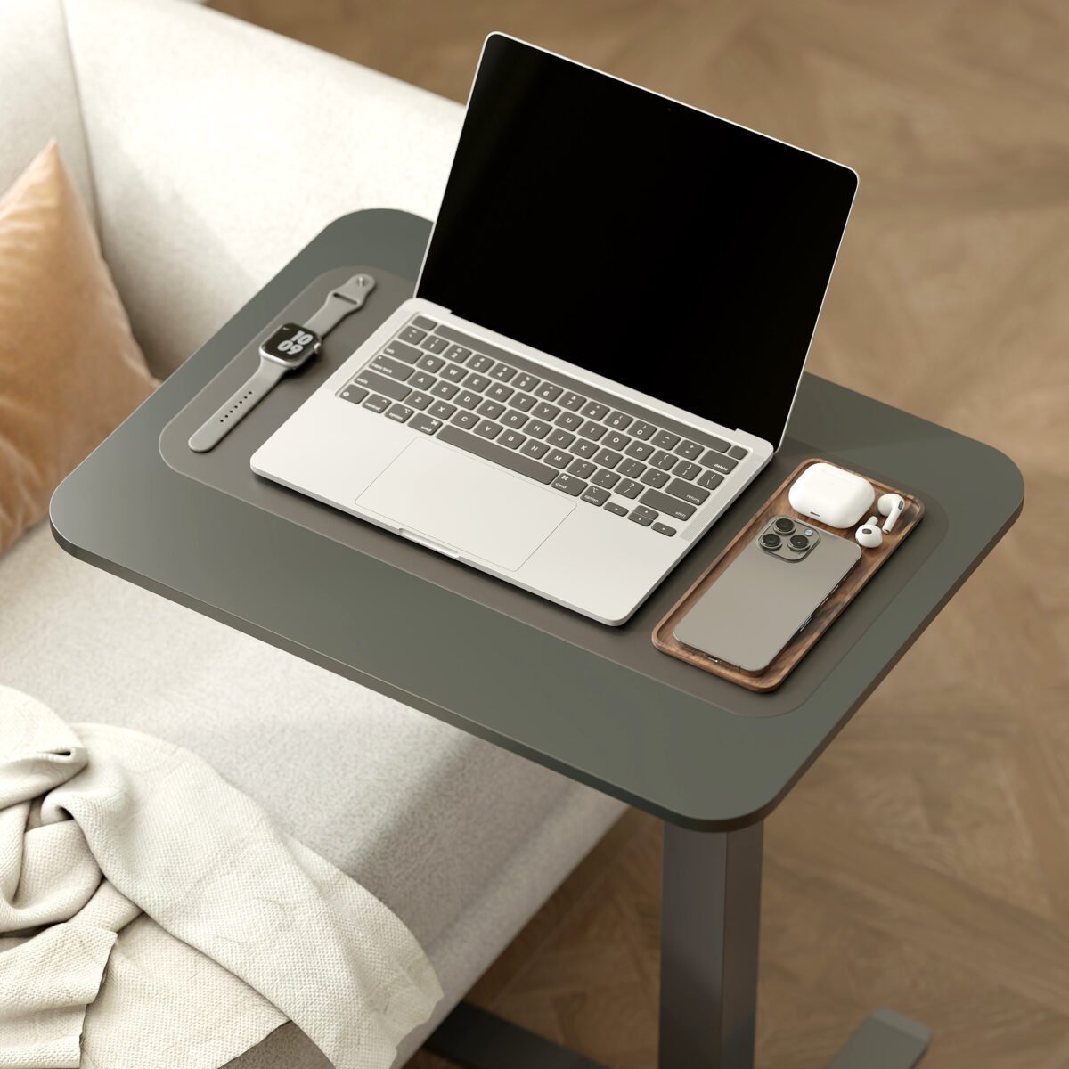 Reguliuojamo aukščio staliukas nešiojamam kompiuteriui su C formos pagrindu ir ratukais – Paveikslėlis 9