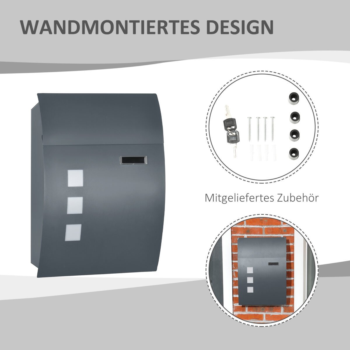 Cinkuoto plieno rakinama pašto dėžutė su 30 cm ilga anga – Paveikslėlis 6