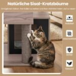 Daugiaaukštė kačių draskyklė su sizalio stulpais ir guvietėmis 94 cm (Pilka) – Paveikslėlis 5