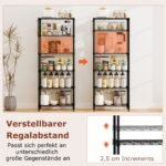 Daugiafunkcinė 6 lygių metalinė lentyna su reguliuojamais aukščiais (Juoda)