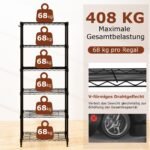 Daugiafunkcinė 6 lygių metalinė lentyna su reguliuojamais aukščiais (Juoda)