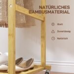 Daugiafunkcinė bambukinė drabužių kabykla su ratukais – Paveikslėlis 6