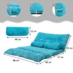 Daugiafunkcinė sudedama grindų sofa-lova su reguliuojama 6 padėčių atrama (Mėlyna) – Paveikslėlis 2