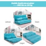 Daugiafunkcinė sudedama grindų sofa-lova su reguliuojama 6 padėčių atrama (Mėlyna) – Paveikslėlis 3