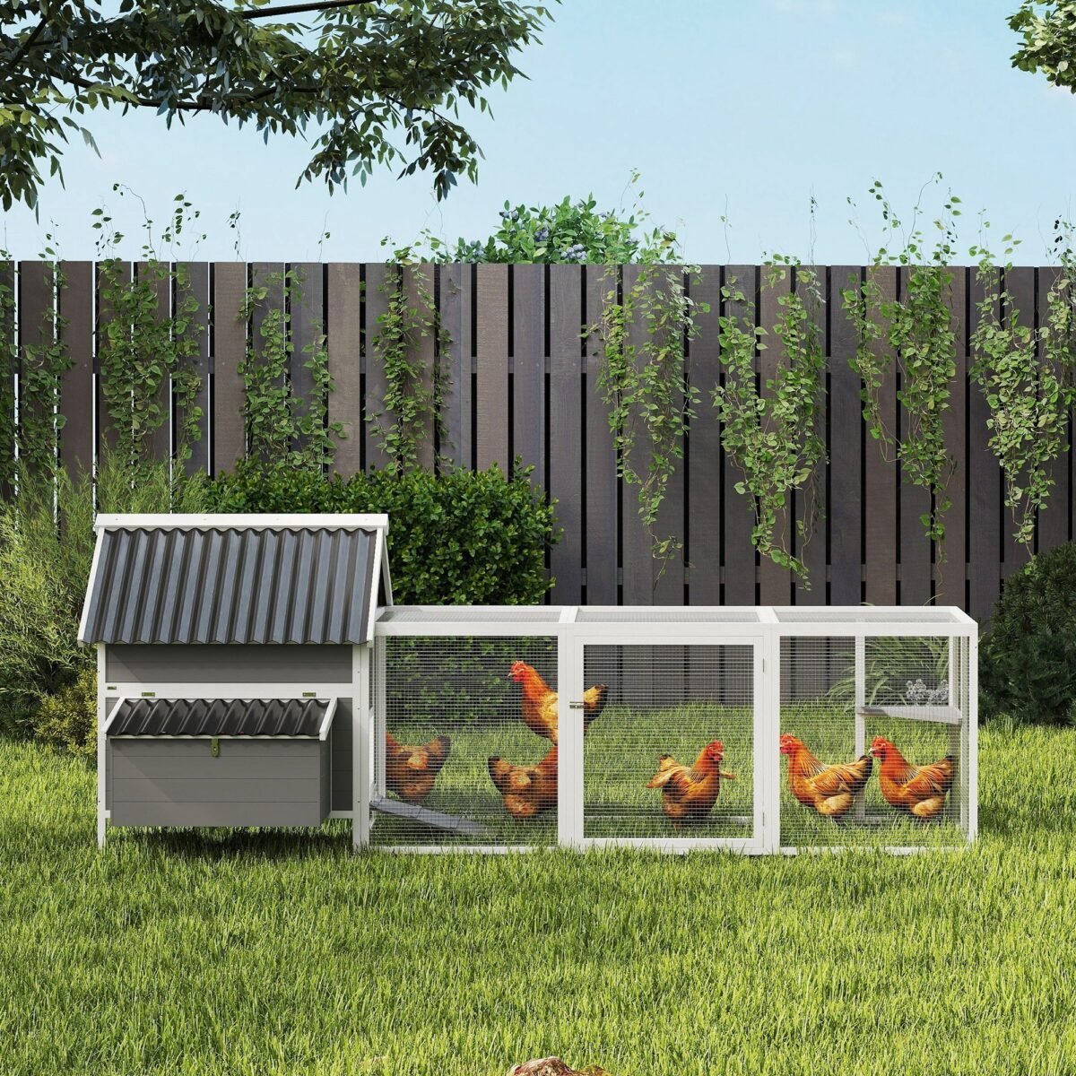 Didelė vištidė 7–10 vištų su voljeru ir sūpynėmis – Paveikslėlis 8