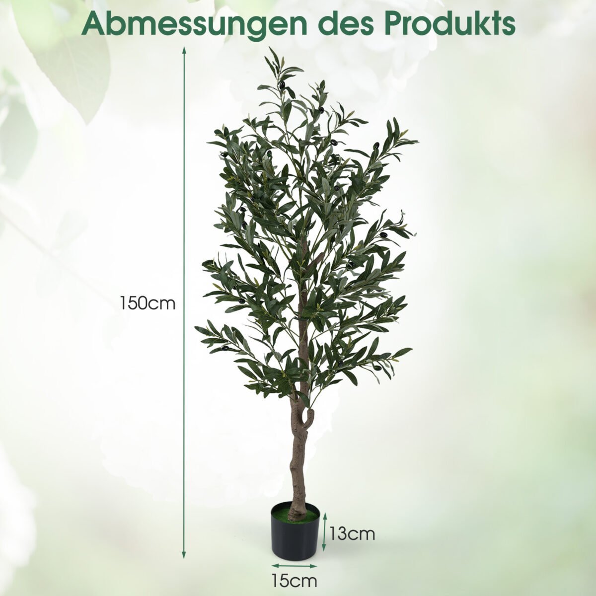 Dirbtinis alyvmedis su tikroviškomis uogomis ir samanotu vazonu 2 vnt. (Žalia) – Paveikslėlis 2