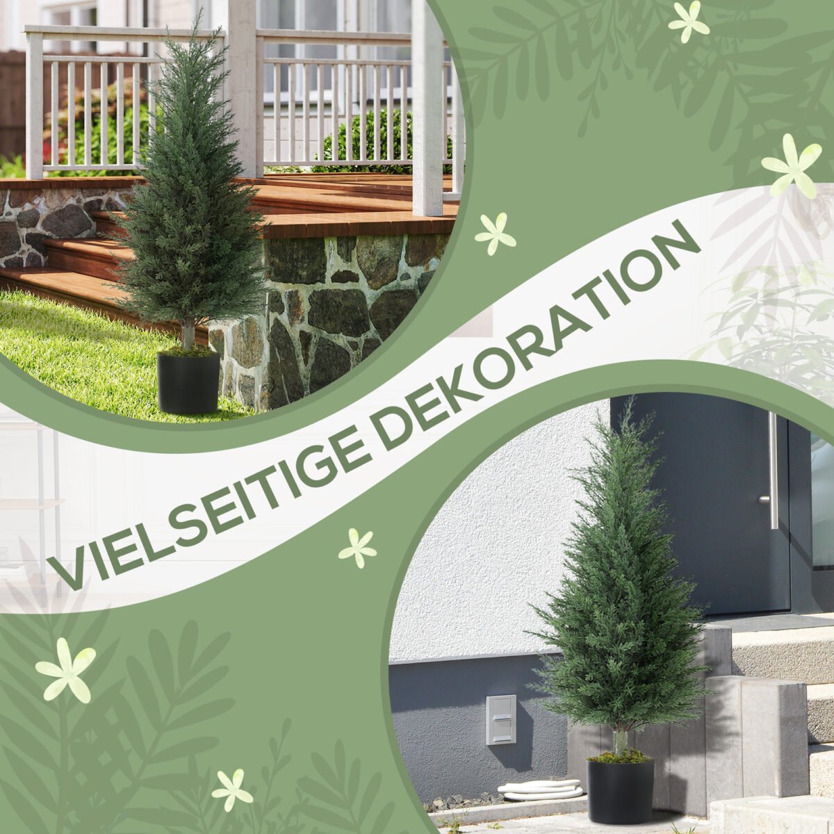 Dirbtinių kiparisų rinkinys (2 vnt.), 90 cm aukščio, atsparūs UV spinduliams – Paveikslėlis 6