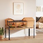 Dviaukštis medinis vėžlių namelis su dviem erdvėmis ir ištraukiamu padėklu – Paveikslėlis 2