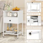 Dviejų dalių pramoninio stiliaus naktinių staliukų rinkinys su įkrovimo stotele (Balta) – Paveikslėlis 5