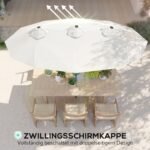 Dvigubas sodo skėtis su rankena ir pakreipimo funkcija – Paveikslėlis 5