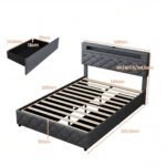 Dvigulė platforminė lova su LED apšvietimu ir USB jungtimis (Pilka) – Paveikslėlis 2