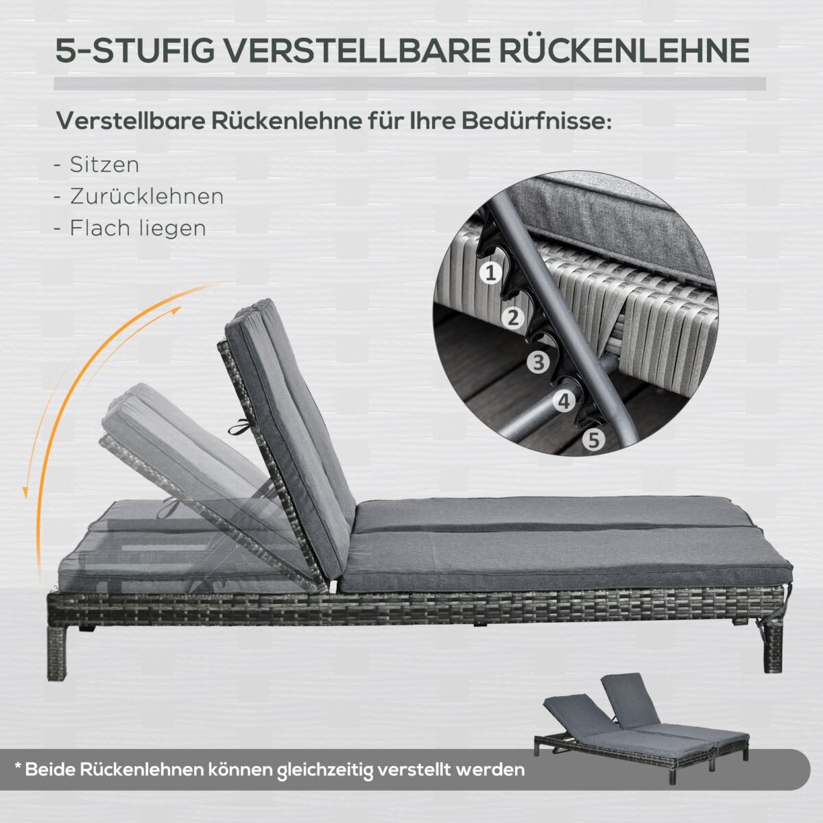 Dvigulis poliratano sodo gultas su 5 padėčių reguliuojamu atlošu – Paveikslėlis 5