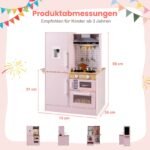 Dvipusė medinė žaidimų virtuvėlė su garsais ir šviesomis (Rožinė)