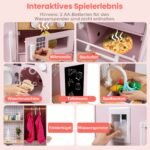Dvipusė medinė žaidimų virtuvėlė su garsais ir šviesomis (Rožinė)