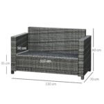 Lauko dvivietė ratano stiliaus sofa su pagalvėlėmis