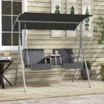 Dvivietės sodo sūpuoklės su stogeliu ir integruotu staliuku – Paveikslėlis 2