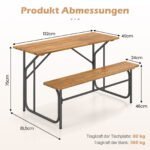 Dvivietis lauko stalo ir suoliuko komplektas iš akacijos medienos ir metalo (Natūrali) – Paveikslėlis 2