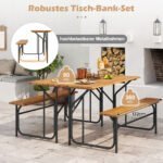 Dvivietis lauko stalo ir suoliuko komplektas iš akacijos medienos ir metalo (Natūrali) – Paveikslėlis 3