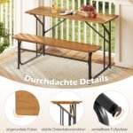 Dvivietis lauko stalo ir suoliuko komplektas iš akacijos medienos ir metalo (Natūrali) – Paveikslėlis 4