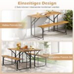 Dvivietis lauko stalo ir suoliuko komplektas iš akacijos medienos ir metalo (Natūrali) – Paveikslėlis 5