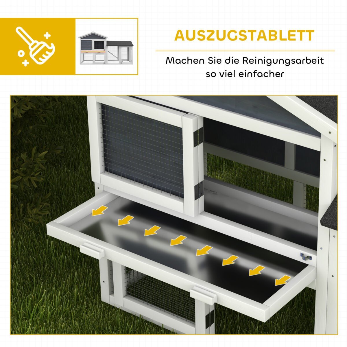 Eglės medienos smulkių gyvūnų namelis su išbėgimo zona ir ištraukiamu padėklu – Paveikslėlis 6