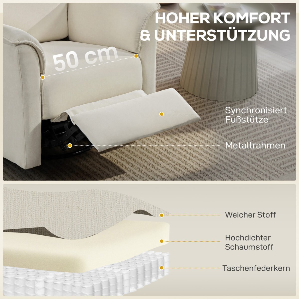 Elektrinis atlošiamas poilsio krėslas su supimo ir pasukimo funkcijomis – Paveikslėlis 5