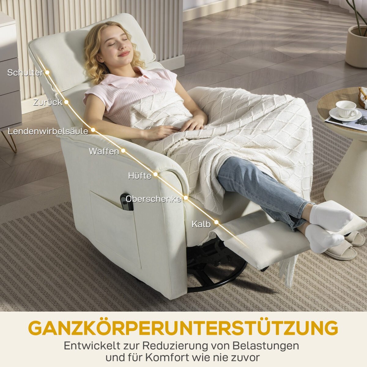 Elektrinis atlošiamas poilsio krėslas su supimo ir pasukimo funkcijomis – Paveikslėlis 7