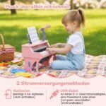 Elektroninė mini klaviatūra vaikams su 25 klavišais mikrofonu ir natų stovu (Rožinė) – Paveikslėlis 5