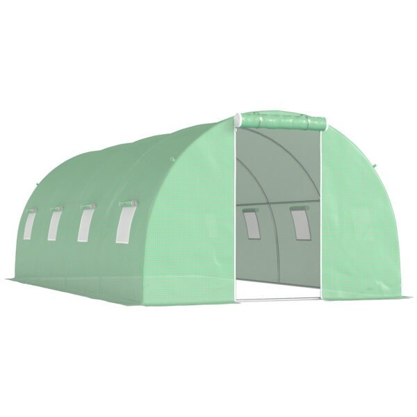 Erdvus plėvelinis šiltnamis 6x3x2 m su 8 langais ir tinkleliais nuo vabzdžių bei tvirtu plieno rėmu