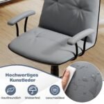 Ergonominė biuro kėdė su dirbtinės odos apmušalais ir paminkštintais porankiais (Pilka) – Paveikslėlis 4