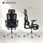 Ergonominė biuro kėdė su kojų atrama ir atlenkiamais porankiais