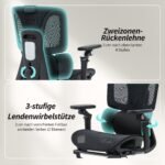 Ergonominė biuro kėdė su kojų atrama ir atlenkiamais porankiais