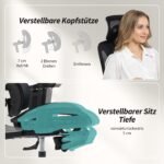 Ergonominė biuro kėdė su kojų atrama ir atlenkiamais porankiais
