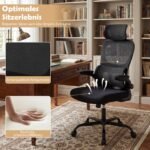 Ergonominė biuro kėdė su reguliuojama galvos ir juosmens atrama (Juoda) – Paveikslėlis 3
