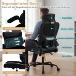 Ergonominė biuro kėdė su reguliuojama galvos ir juosmens atrama (Juoda) – Paveikslėlis 4