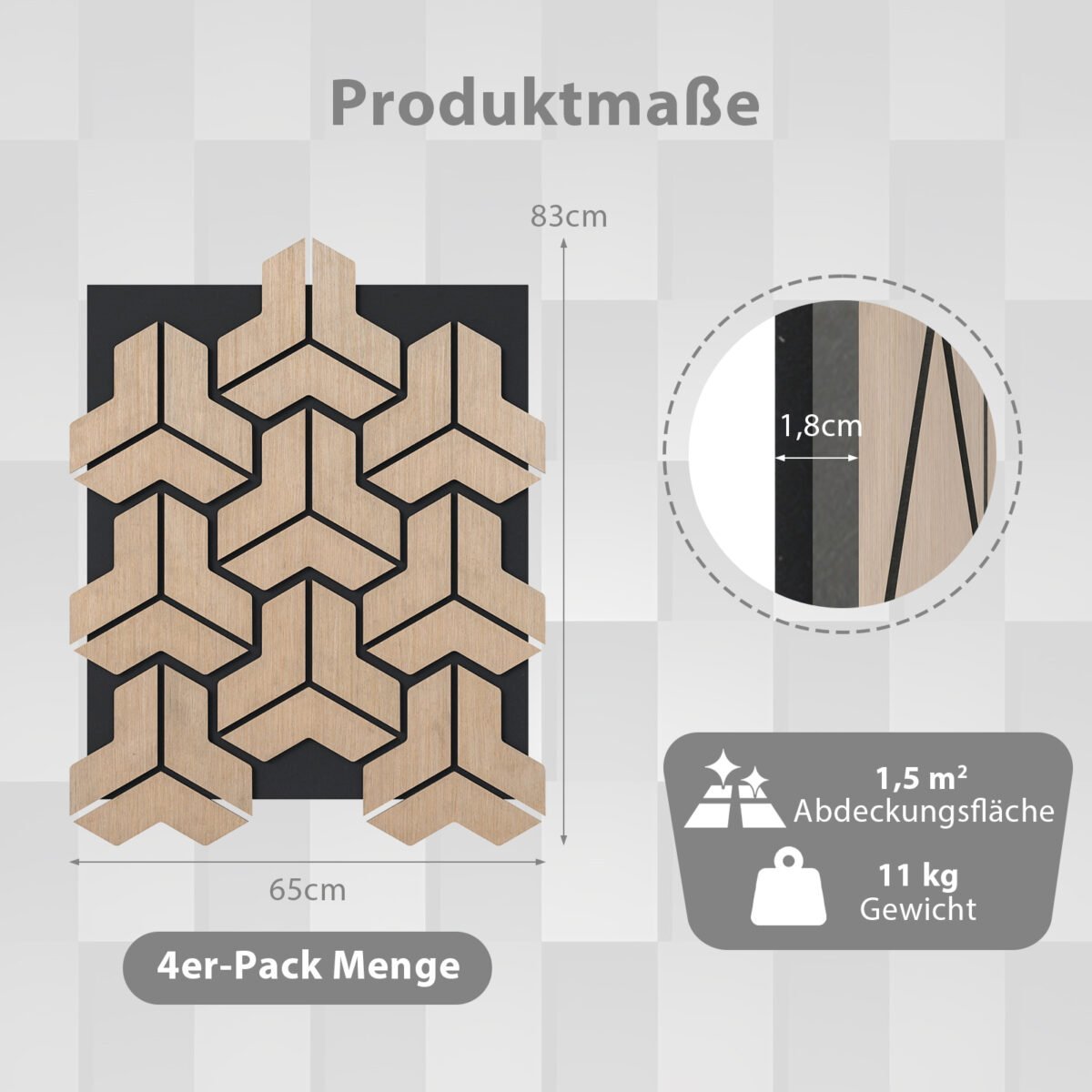 Garso izoliaciniai akustiniai skydeliai su netaisyklingomis medžio juostelėmis (Natūrali) – Paveikslėlis 2