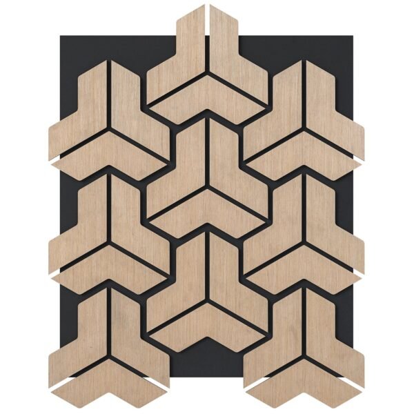 Garso izoliaciniai akustiniai skydeliai su netaisyklingomis medžio juostelėmis (Natūrali)